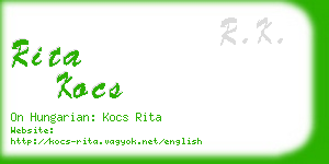 rita kocs business card